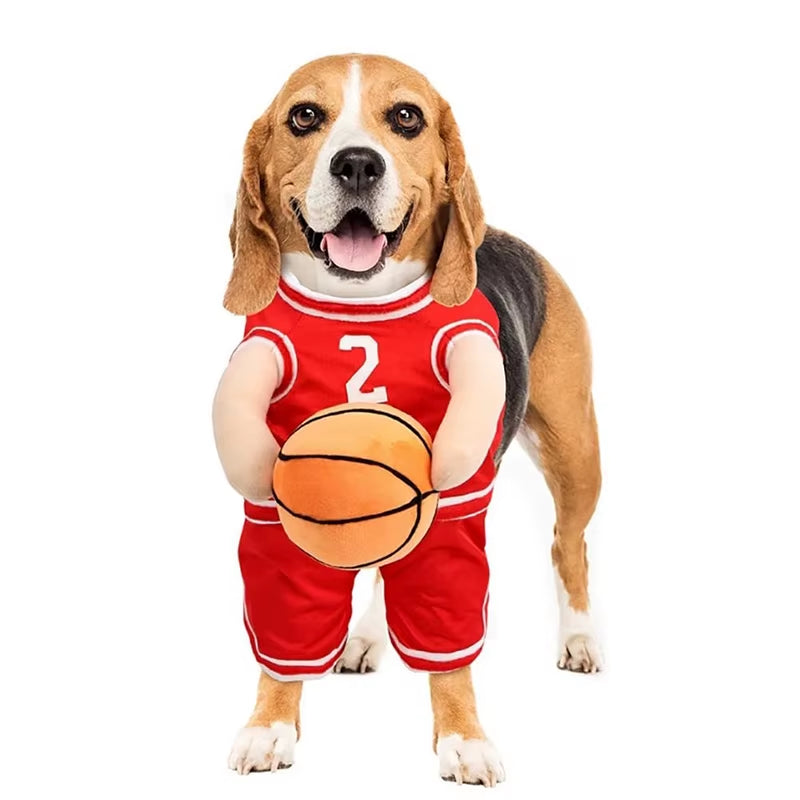 Adorable Dog Basketball Costume with Ball - Perfect for Small Dogs and Fun Occasions!