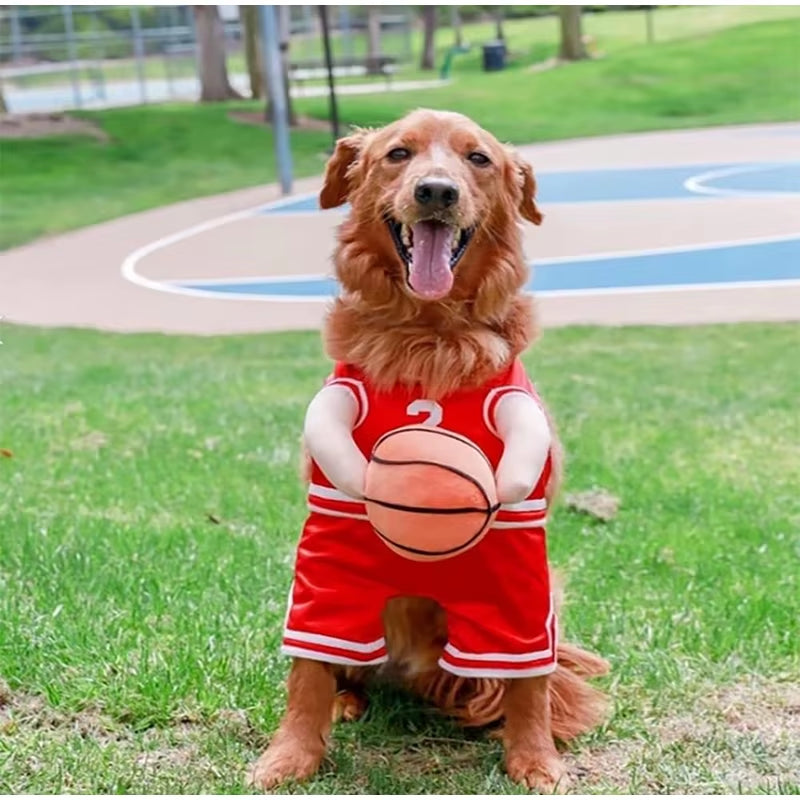 Adorable Dog Basketball Costume with Ball - Perfect for Small Dogs and Fun Occasions!